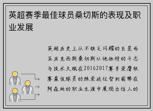 英超赛季最佳球员桑切斯的表现及职业发展